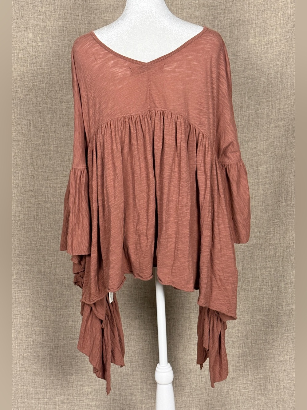 FP Beach by Free People Easy Does It Ruffle Batwing Poncho Cropped Flowy Top - Picture 8 of 10